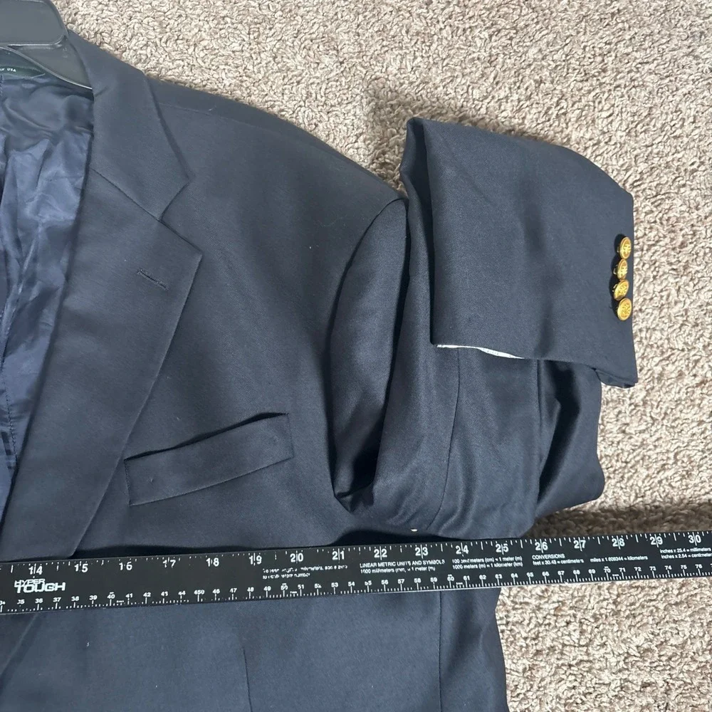 Brooks Brothers Country Club Madison Navy Blue Blazer Loro Piana Gold Button 50L